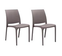 HOUSE COLLECTION, SEDIE VOLGA SENZA BRACCIOLI, IN POLIPROPILENE, TORTORA, DESIGN IMPILABILE, (BCA149X2