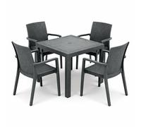 HOUSE COLLECTION, set da giardino 4 sedie modello Dafne con braccioli + 1 tavolo antracite linea rattan (4 ARE056 + 1 ARE057)