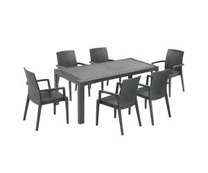HOUSE COLLECTION, set da giardino 6 sedie modello Dafne con braccioli + 1 tavolo antracite linea rattan (6 ARE056 + 1 ARE058)