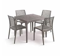 HOUSE COLLECTION SET DA PRANZO 1 TAVOLO + 4 SEDIE MODELLO NINFA SENZA BRACCIOLI TORTORA (1 BCA143 + 4 BCA178)