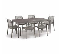 HOUSE COLLECTION SET DA PRANZO 1 TAVOLO + 6 SEDIE MODELLO NINFA SENZA BRACCIOLI TORTORA (1 BCA146 + 6 BCA178)