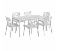 HOUSE COLLECTION SET DA PRANZO 1 TAVOLO E 6 SEDIE IN POLIPROPILENE COLORE BIANCO (1 BCA145 + 6 BCA156)