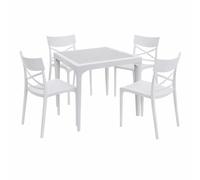 HOUSE COLLECTION, SET DA PRANZO 1 TAVOLO MALMO + 4 SEDIE CROIX BIANCO (1 BCA142 + 4 BCA188)