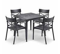 HOUSE COLLECTION, SET DA PRANZO 1 TAVOLO MALMO + 4 SEDIE CROIX CON BRACCIOLI ANTRACITE(1 BCA144 + 4 BCA198)