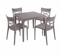 HOUSE COLLECTION, SET DA PRANZO 1 TAVOLO MALMO + 4 SEDIE CROIX TORTORA (1 BCA143 + 4 BCA189)