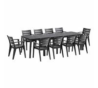 HOUSE COLLECTION, SET DA PRANZO 10 SEDIE EFFETTO DOGHE CON BRACCIOLI + 1 TAVOLO GRAFITE (10 BCA237 + 1 BCA223)