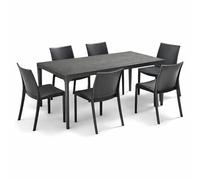 HOUSE COLLECTION, SET DA PRANZO 4 SEDIE PERLA SENZA BRACCIOLI + 1 TAVOLO MALMO ANTRACITE (1 BCA144 + 4 BCA123)