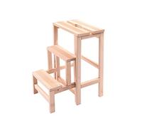 HOUSE COLLECTION Sgabello Scala, in Legno Naturale, richiudibile, salvaspazio, 3 gradini, 23 x 38 x 57 cm