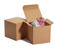 HOUSE DAY 50 scatole di carta kraft scatole regalo con coperchi per regali, artigianato, confezione regalo, confezione regalo per damigella d'onore 10 x 10 x 10 cm (marrone)