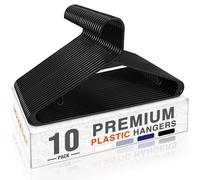 HOUSE DAY Confezione da 10 grucce in plastica nera, con ganci integrati, resistenti e resistenti, per armadio, appendiabiti salvaspazio per camicie, cappotti, gonne, abiti