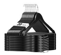 HOUSE DAY Confezione da 20 grucce in legno massiccio con barra antiscivolo per pantaloni, appendiabiti in legno resistente, per armadio, finitura liscia, per camicie, abiti, giacche, abiti