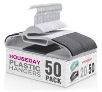 House Day Confezione da 50 grucce in plastica, apertura a forma di S, antiscivolo, girevoli a 360°, salvaspazio, per adulti, resistenti, vestiti bagnati (grigio)