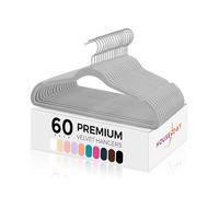 HOUSE DAY Confezione da 60 grucce in velluto nero, di alta qualità, antiscivolo, resistenti, per risparmiare spazio, senza segni, girevoli a 360 gradi, grigio, confezione da 60