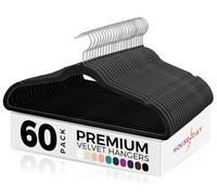 HOUSE DAY Confezione da 60 grucce in velluto nero, di alta qualità, antiscivolo, resistenti, per risparmiare spazio, senza segni, rotanti a 360 gradi, nero, confezione da 60