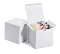 HOUSE DAY Confezioni regalo 10x10x10cm in carta kraft con coperchi di cartone per cupcake damigella d'onore bomboniere(50) (Bianco)