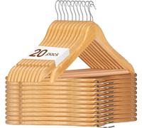 HOUSE DAY Grucce Appendiabiti in Legno Premium, 20 Pezzi, con tacche e Barra girevoli a 360°, per Pantaloni, Vestiti, Giacca, -44,5 cm Colore Naturale