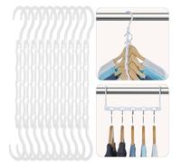 HOUSE DAY Grucce magiche bianche in plastica, salvaspazio, organizer e appendiabiti, robuste, per armadi pesanti, dormitorio, camera da letto, casa, camper, auto, camper, confezione da 20