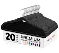 HOUSE DAY Grucce nere, 20 pezzi, in velluto, antiscivolo, in feltro, salvaspazio, grucce nere di alta qualità, gancio girevole a 360°