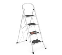 HOUSE DAY Scaletta pieghevole a 4 gradini, scala antiscivolo con manico, robusto e ampio pedale, multiuso per uso domestico e ufficio, carico fino a 150 kg