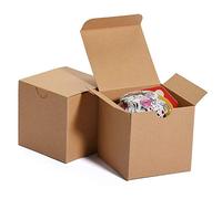 HOUSE DAY Scatole regalo 7.6x7.6x7.6cm, scatole di carta bianca con coperchi per regali, creazione, scatole per imballaggio cupcake (50 pezzi) (naturale)