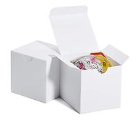 HOUSE DAY Scatole regalo 7.6x7.6x7.6cm, scatole di carta bianche con coperchi per regali, creazione, scatole per imballaggio cupcake (50 pezzi) (bianco)