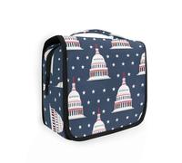 House Design Star 4th Of July Independence Day Borsa cosmetica con gancio per appendere grandi borse cosmetiche per le donne con scomparti e maniglia