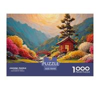 House Green Grass And Flowers 1000 Pezzi Cartoncino Premium Puzzle Mountain Valley Cottage Immagini Vibranti Gioco Creativo Puzzle Decorazioni Per La Casa 70x50cm/1000pcs