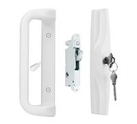 House Guard Set di maniglie bianche per porta del patio con serratura a cilindro, adatte per la sostituzione di porte scorrevoli da patio con distanza tra i fori delle viti da 3-15/16 pollici. Scelte