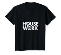 House Music Work - Disco in Vinile DJ Regalo per Fan Maglietta, Bambini, Nero, 8 Anni