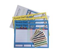 House of Card & Paper - Tabella ricompensa, 4 grafici e 225 adesivi a forma di stella stagnola per confezione (confezione doppia)