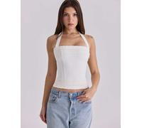 House of CB - Cosette - Top in cotone bianco allacciato al collo S A-C Cup