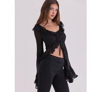 House of CB Goya - Blusa nera con maniche arricciate-Nero S A-C Cup