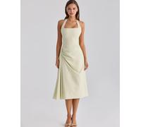House of CB - Tallulah - Vestito midi allacciato al collo in cotone verde matcha S A-C Cup