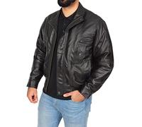 House Of Leather Uomo Pelle Soffice Bomber Giacca vestibilità Classica Casuale Blouson Stile Robert Nero (2XL)