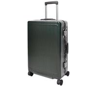 House Of Leather Valigia a quattro ruote con telaio in metallo rigido Titan, Verde, Medium 24", Bagaglio Hardside con Ruote Spinner