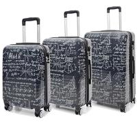 House Of Leather Valigia a quattro ruote rigida con stampa matematica, Blu, Set intero, Bagaglio Hardside con Ruote Spinner