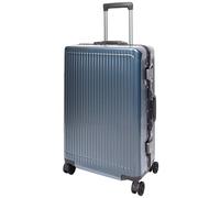House Of Leather Valigia con struttura in metallo 4 ruote rigide di medie dimensioni con doppia serratura bagagli Tampico, Blu, M, Bagagli Hardside con telaio in metallo