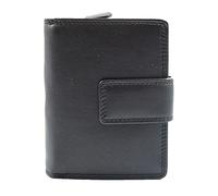House of Luggage Borsa da donna in vera pelle morbida di alta qualità, media, con piega doppia, per banconote e carte d'identità, HLG311, Nero , M, Borsetta