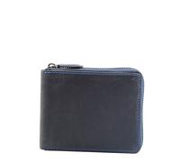 House of Luggage Portafoglio da uomo in vera pelle Hunter con cerniera rotonda oliata blocco RFID HLG702, Blu Olio, S, Portafoglio con cerniera