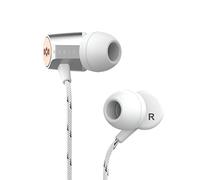 House Of Marley Uplift 2 Cuffie Auricolari In ear con Cavo, Microfono Integrato, Auricolari con Filo in Tessuto Anti-Aggrovigliamento, Gommini in Gel da 3 Dimensioni, Custodia, Bianco