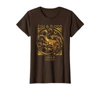 House of The Dragon Gold & Fire & Blood Maglietta, Donna, Marrone, S