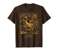 House of The Dragon Gold & Fire & Blood Maglietta, Uomo, Marrone, M