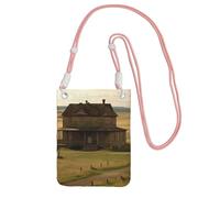 House On The Prairie - Borsa da viaggio per cellulare, da donna, con tracolla nera, rosa, taglia unica