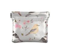 House Sparrow Birds Silver PU Leather Small Coin Unique Card Key Organizers per donne ragazze, Uccelli passeri Casa Argento, Decorazione