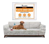 Houseables Copridivano per cani, deterrente dai graffi per gatti, 248 cm di larghezza x 106 cm di altezza x 100 cm di profondità, 1 pezzo, trasparente, in vinile, protezione per divano, protezione