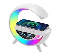 HOUSECURITY Atmosfera luce Notturna Caricabatteria per Telefono Wireless Altoparlante Bluetooth Sveglia Tutto in una Lampada da Tavolo a LED per Camera da Letto, Soggiorno, Ufficio (BT-3401)