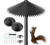 HOUSEEN - Deflettore scoiattolo da 35,5 cm per palo mangiatoia per uccelli (confezione da 2) - Supporto per palo esterno con bordo seghettato e kit di installazione (include chiavi/morsetti)