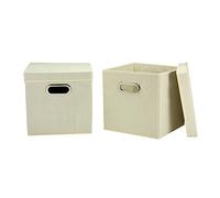 Household Essentials 39-1 - Set di scatole Decorative cubiche con coperchi Rimovibili, Confezione da 2, Color Naturale