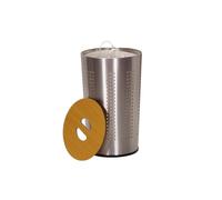 Household Essentials 7081 - 1 Round Metal - portabiancheria con Coperchio di Legno Rotondo Silver