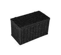Household Essentials Cestino in vimini intrecciato a mano con coperchio, colore: nero